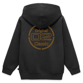 Logo 02 Orange - Kinder Premium Organic Zip Hoodie - Schwarz - Hinten - AI Model Kid Male (0cm)
