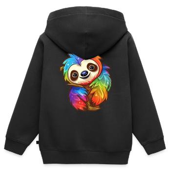 Cute sloth - Kids Premium Organic Zip-up Hoodie - black - Back - AI Model Kid Male (0cm)
