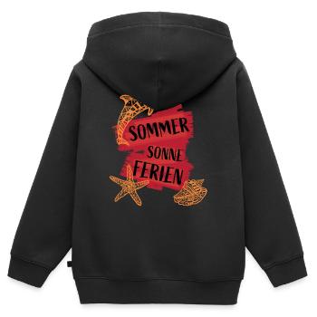 Sommer Sonne Ferien Spaß - Kinder Premium Organic Zip Hoodie - Schwarz - Hinten - AI Model Kid Male (0cm)