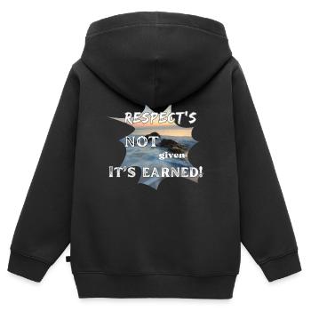 Le respect ne se donne pas, il se mérite ! - Sweat Premium à capuche zippé enfant bio - noir - Dos - AI Model Kid Male (0cm)
