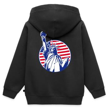 Statue de la Liberte - Sweat Premium à capuche zippé enfant bio - noir - Dos - AI Model Kid Male (0cm)