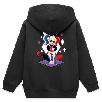 DC Super Hero Girls Harley Quinn - Kinder Premium Organic Zip Hoodie - Schwarz - Hinten - AI Model Kid Male (0cm)