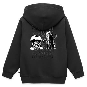 Mopwars - Kinder Premium Organic Zip Hoodie - Schwarz - Hinten - AI Model Kid Male (0cm)