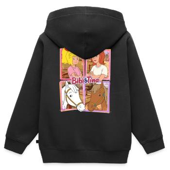 Bibi und Tina mit Amadeus und Sabrina - Kinder Premium Organic Zip Hoodie - Schwarz - Hinten - AI Model Kid Male (0cm)