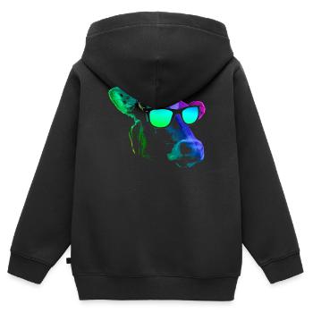 kühle Kuh - Kinder Premium Organic Zip Hoodie - Schwarz - Hinten - AI Model Kid Male (0cm)