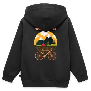 Vintage Sports - Fahrrad - Radsport - Cyclist - Kinder Premium Organic Zip Hoodie - Schwarz - Hinten - AI Model Kid Male (0cm)