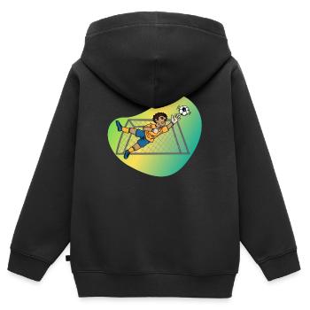 Torwart Shirt - Afro-Deutsch Empowerment - Kinder Premium Organic Zip Hoodie - Schwarz - Hinten - AI Model Kid Male (0cm)
