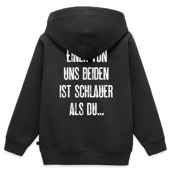 Einer Von Uns Beiden Ist Schlauer Als Du - Kinder Premium Organic Zip Hoodie - Schwarz - Hinten - AI Model Kid Male (0cm)