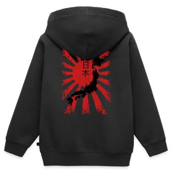 Japan - Kinder Premium Organic Zip Hoodie - Schwarz - Hinten - AI Model Kid Male (0cm)