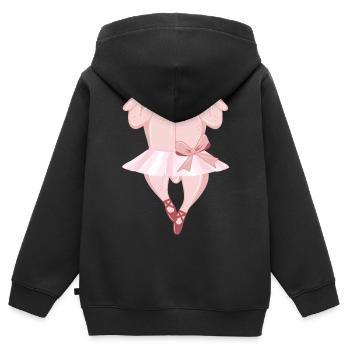Poulet rôti ballerine avec tutu et chaussons de danse - Sweat Premium à capuche zippé enfant bio - noir - Dos - AI Model Kid Male (0cm)