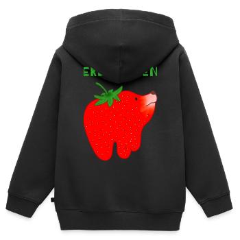 Erdbeere Schmelz Cartoon - Kinder Premium Organic Zip Hoodie - Schwarz - Hinten - AI Model Kid Male (0cm)