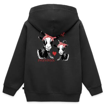 Ziege Mama - Kinder Premium Organic Zip Hoodie - Schwarz - Hinten - AI Model Kid Male (0cm)