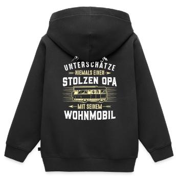 Stolzer Opa mit Wohnmobil - Kinder Premium Organic Zip Hoodie - Schwarz - Hinten - AI Model Kid Male (0cm)