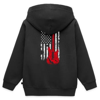 Vintage American Flag Guitar Player Cool Guitariste - Sweat Premium à capuche zippé enfant bio - noir - Dos - AI Model Kid Male (0cm)