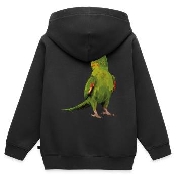 rotgesichtiger Sittich - Kinder Premium Organic Zip Hoodie - Schwarz - Hinten - AI Model Kid Male (0cm)