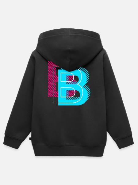 Lettera iniziale B - Felpa Premium con cappuccio con zip bambino bio - nero