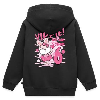 6.GEBURTSTAG KINDERGEBURTSTAG MÄDCHEN HASE - Kinder Premium Organic Zip Hoodie - Schwarz - Hinten - AI Model Kid Male (0cm)