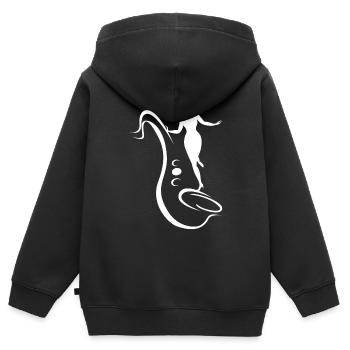 Saxofon und Frau - Kinder Premium Organic Zip Hoodie - Schwarz - Hinten - AI Model Kid Male (0cm)