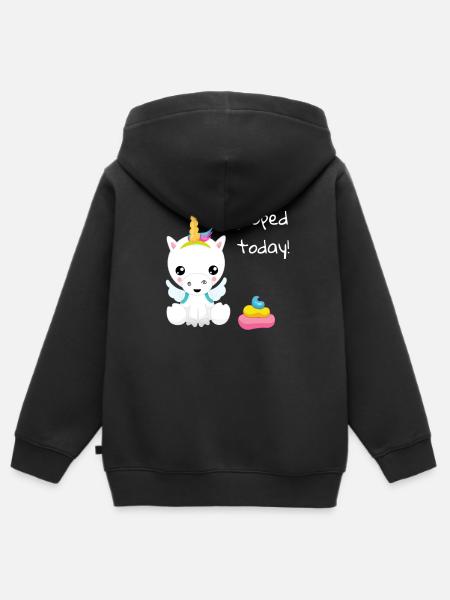 J'ai fait caca aujourd'hui une licorne blanche mignonne - Sweat Premium à capuche zippé enfant bio - noir