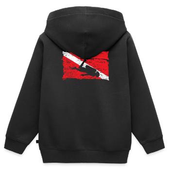 Drapeau de plongée sous-marine Vintage Divers cadeau - Sweat Premium à capuche zippé enfant bio - noir - Dos - AI Model Kid Male (0cm)
