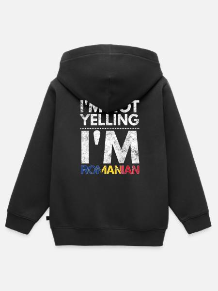 Je ne crie pas que je suis roumain Drapelul Romaniei - Sweat Premium à capuche zippé enfant bio - noir