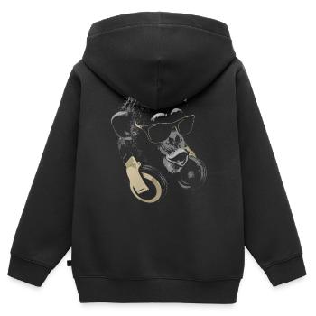 Singe DJ bling - Sweat Premium à capuche zippé enfant bio - noir - Dos - AI Model Kid Male (0cm)