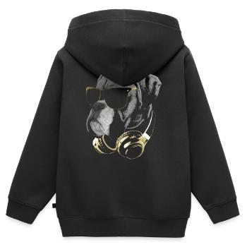 DJ Boxer Dog Bling - Sweat Premium à capuche zippé enfant bio - noir - Dos - AI Model Kid Male (0cm)