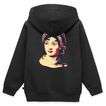 Jane Austen - Sweat Premium à capuche zippé enfant bio - noir - Dos - AI Model Kid Male (0cm)
