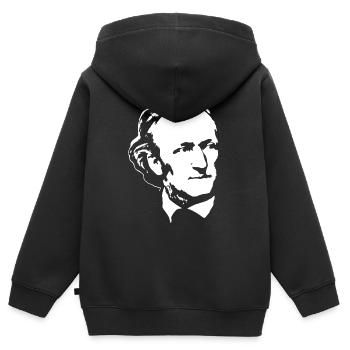 Richard Wagner weiß auf schwarz - Sweat Premium à capuche zippé enfant bio - noir - Dos - AI Model Kid Male (0cm)