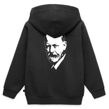 Sigmund Freud weiß auf schwarz - Sweat Premium à capuche zippé enfant bio - noir - Dos - AI Model Kid Male (0cm)