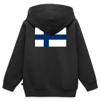 Drapeau national de la Finlande - Sweat Premium à capuche zippé enfant bio - noir - Dos - AI Model Kid Male (0cm)