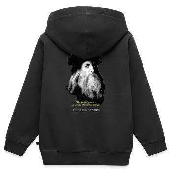 Leonardo Da Vinci Citation - Sweat Premium à capuche zippé enfant bio - noir - Dos - AI Model Kid Male (0cm)