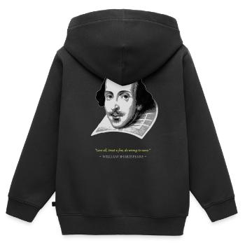 William ShakespeareZitat - Kinder Premium Organic Zip Hoodie - Schwarz - Hinten - AI Model Kid Male (0cm)