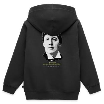Oscar Wilde Zitat - Kinder Premium Organic Zip Hoodie - Schwarz - Hinten - AI Model Kid Male (0cm)