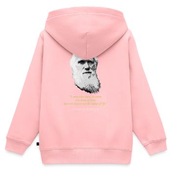 Charles DarwinZitat - Kinder Premium Organic Zip Hoodie - Rosa - Hinten - AI Model Kid Female (0cm)