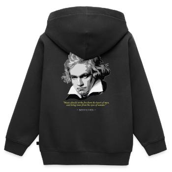Beethoven Citation - Sweat Premium à capuche zippé enfant bio - noir - Dos - AI Model Kid Male (0cm)