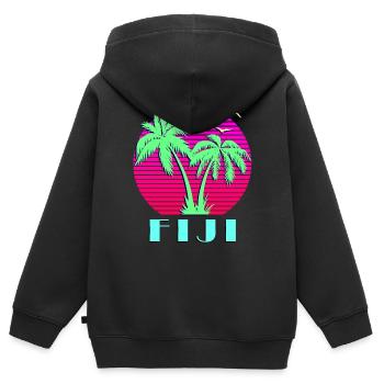 Fidji - Sweat Premium à capuche zippé enfant bio - noir - Dos - AI Model Kid Male (0cm)
