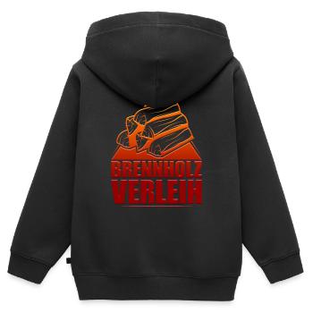 Bois de chauffage - Sweat Premium à capuche zippé enfant bio - noir - Dos - AI Model Kid Male (0cm)