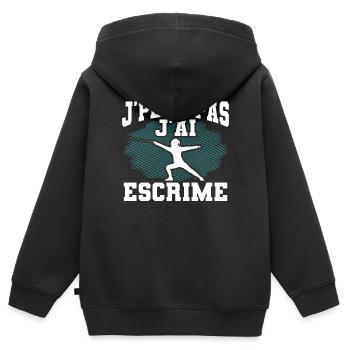 Je Peux Pas J'Ai Escrime - Sweat Premium à capuche zippé enfant bio - noir - Dos - AI Model Kid Male (0cm)