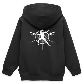 Escrime Escrimeur Épée - Sweat Premium à capuche zippé enfant bio - noir - Dos - AI Model Kid Male (0cm)