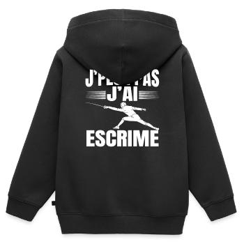 Je Peux Pas J'Ai Escrime - Sweat Premium à capuche zippé enfant bio - noir - Dos - AI Model Kid Male (0cm)