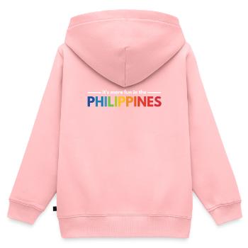 C’est plus amusant aux Philippines - Sweat Premium à capuche zippé enfant bio - rose - Dos - AI Model Kid Female (0cm)