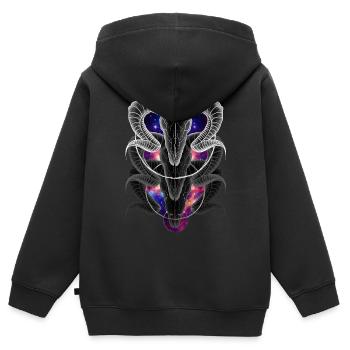Aries - Widder Totenkopf Sternzeichen farbig - Kinder Premium Organic Zip Hoodie - Schwarz - Hinten - AI Model Kid Male (0cm)