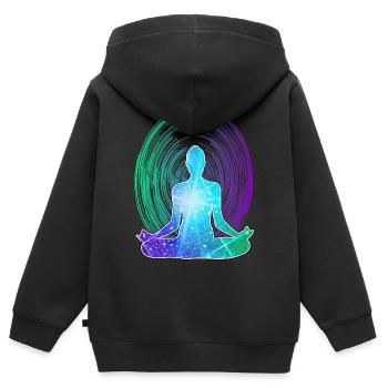 Spirituelle Meditation Zen Erwachen - Kinder Premium Organic Zip Hoodie - Schwarz - Hinten - AI Model Kid Male (0cm)