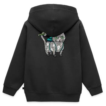 Back to school cat,Zurück zur Schule Katze - Kinder Premium Organic Zip Hoodie - Schwarz - Hinten - AI Model Kid Male (0cm)