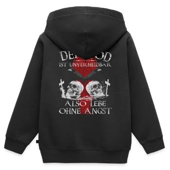 Der Tod ist Unvermeidbar - Kinder Premium Organic Zip Hoodie - Schwarz - Hinten - AI Model Kid Male (0cm)