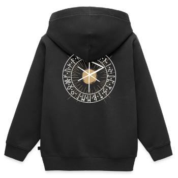 RUNE pour l’AMOUR - Rune Alphabet Furthark Viking - Sweat Premium à capuche zippé enfant bio - noir - Dos - AI Model Kid Male (0cm)