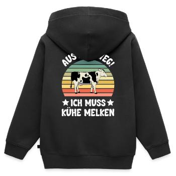 Kuh Kühe - Kinder Premium Organic Zip Hoodie - Schwarz - Hinten - AI Model Kid Male (0cm)