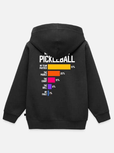 Perchè perdo a Pickleball Funny Pickleballer - Premium børne zip-hættetrøje økologisk - sort