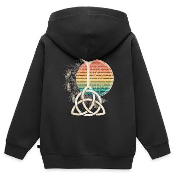 HIPPIE Mandala avec CELTIC KNOT Triquetta - Sweat Premium à capuche zippé enfant bio - noir - Dos - AI Model Kid Male (0cm)